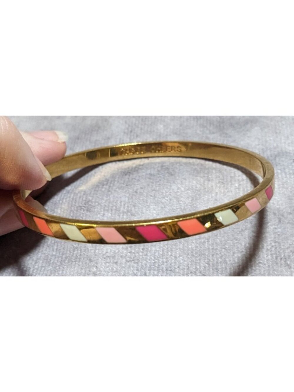 Kate Spade Three Cheers Enamel Bangle Bracelet Goldtone Multicolor - Picture 7 of 9